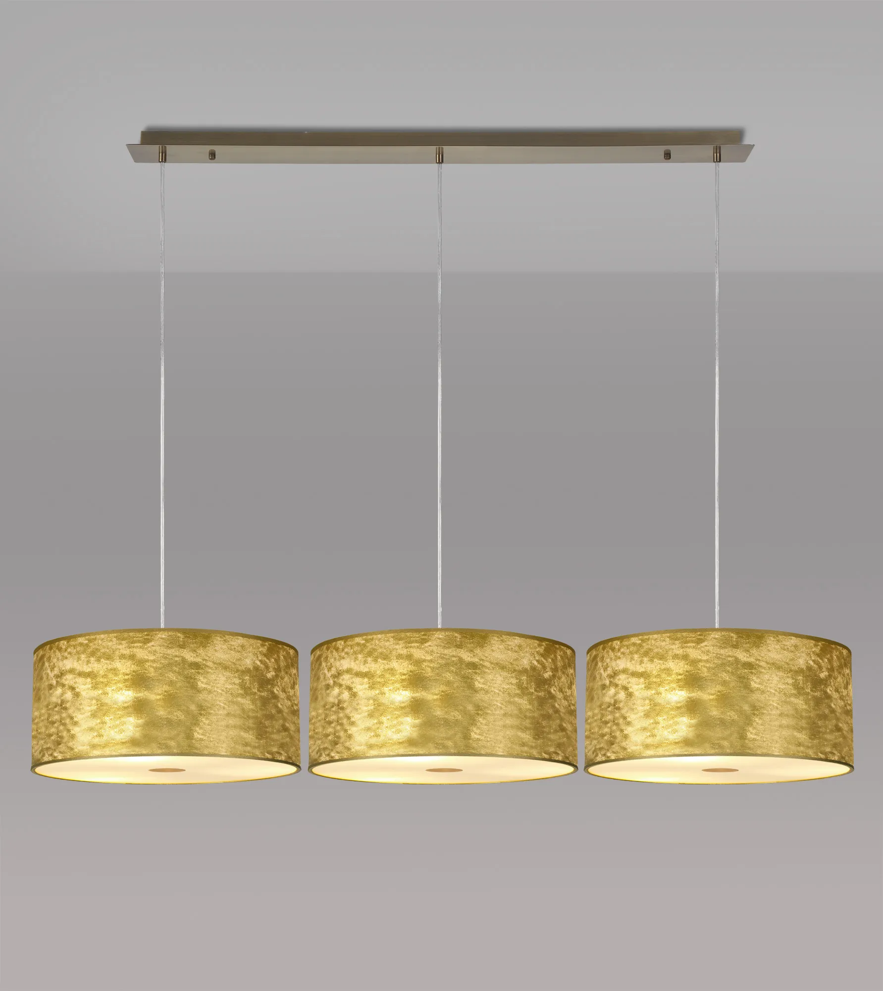 Baymont 40cm Shade 3 Light Pendant Antique Brass, Gold Leaf, Frosted Diffuser DK0840  Deco Baymont AB GL